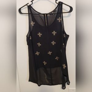 Sheer Black Tank with gold Xs